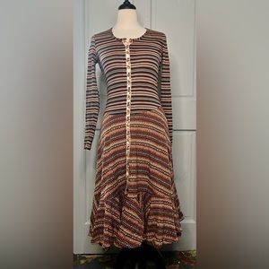 Vintage Betsey Johnson Alley Cat dress Small 11/12 midi striped boho punk